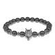 Браслет-амулет Волк с синт. камнем Гематит (не магнит.) 8мм BSH-10-28S