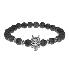 Браслет-амулет Волк с нат. камнем Змеевик 8мм BSH-10-29S