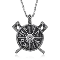 Амулет Щит с рунами на цепочке, 4х4см ACN008