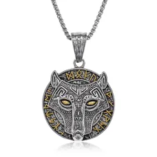 Амулет Волк и руны на цепочке, 4,5х3,5см ACN019