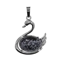 Кулон Лебедь, 3,5х2,5см, обсидиан BJK451-01
