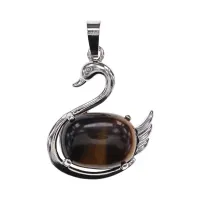 Кулон Лебедь, 3,5х2,5см, тигровый глаз BJK451-02