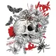 Термонаклейка Череп, цветы и насекомые, 9,5х7,5см NKT015