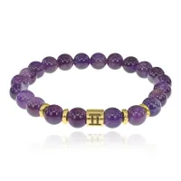 Браслет Знаки Зодиака - Близнецы с нат.камнем Аметист 8мм BSZ02-03