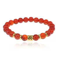 Браслет Знаки Зодиака - Лев с нат.камнем Сердолик 8мм BSZ02-05