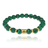 Браслет Знаки Зодиака - Весы с синт.камнем Малахит 8мм BSZ02-07