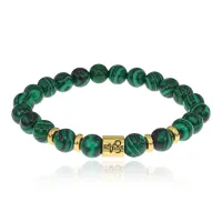 Браслет Знаки Зодиака - Козерог с синт.камнем Малахит 8мм BSZ02-10