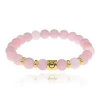 Браслет Знаки Зодиака - Телец с синт.камнем Розовый кварц 8мм BSZ02-14