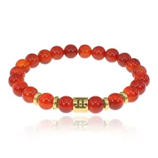 Браслет Знаки Зодиака - Близнецы с нат.камнем Сердолик 8мм BSZ02-15