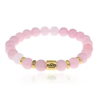 Браслет Знаки Зодиака - Весы с синт.камнем Розовый кварц 8мм BSZ02-19