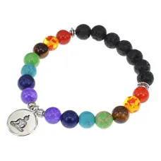 Браслет Будда 7 чакр, лава, 8мм BJBS-410-01