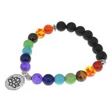 Браслет Лотос 7 чакр, лава, 8мм BJBS-410-03