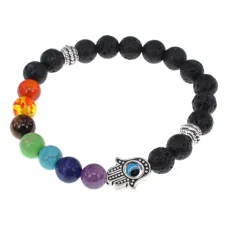Браслет Хамса 7 чакр, лава, 8мм BJBS-412