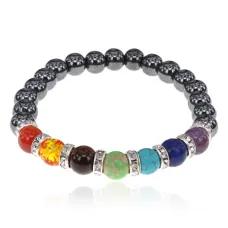 Браслет 7 чакр, немагнитный гематит, 8мм BJBS-413