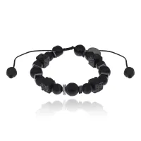 Плетеный браслет из лавы и шунгита BJBS-416
