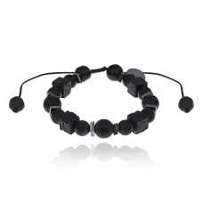 Плетеный браслет из лавы и шунгита BJBS-416