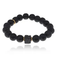 Браслет (лава и шунгит), 10мм BJBS-418