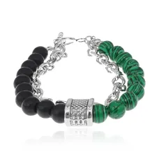 Браслет, малахит и шунгит, 20см BJBS-420