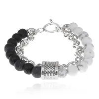 Браслет, кахолонг и шунгит, 20см BJBS-421