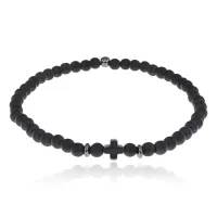 Браслет Крест (гематит и шунгит), 4мм BJBS-422