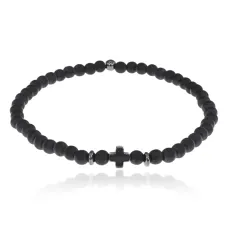Браслет Крест (гематит и шунгит), 4мм BJBS-422