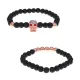 Парные браслеты Череп, шунгит, 6мм BJBS-423-02