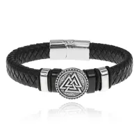 Кожаный браслет Валькнут, цвет черный BS838-03