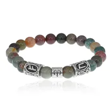 Рунический браслет Овен с нат.камнем Яшма 8мм BSZ03-01