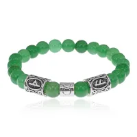 Рунический браслет Телец с нат.камнем Нефрит 8мм BSZ03-02