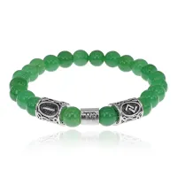 Рунический браслет Дева с нат.камнем Нефрит 8мм BSZ03-06