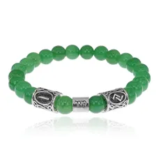 Рунический браслет Дева с нат.камнем Нефрит 8мм BSZ03-06