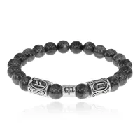 Рунический браслет Овен с нат. камнем Лабрадор 8мм BSZ03-13