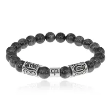 Рунический браслет Овен с нат. камнем Лабрадор 8мм BSZ03-13