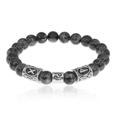 Рунический браслет Рак с нат.камнем Лабрадор 8мм BSZ03-16