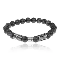 Рунический браслет Скорпион с нат. камнем Лабрадор 8мм BSZ03-20