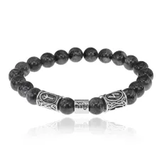 Рунический браслет Скорпион с нат. камнем Лабрадор 8мм BSZ03-20