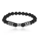 Рунический браслет Козерог с нат.камнем Черный агат 8мм BSZ03-22