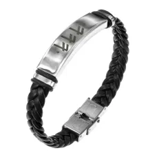 Кожаный славянский браслет с формулой Берегиня BSKR1-432