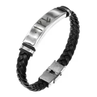 Кожаный славянский браслет с формулой Зеркальный личный амулет BSKR1-436