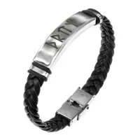 Кожаный славянский браслет с формулой Привлечение удачи BSKR1-443