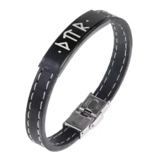Кожаный славянский браслет с формулой Привлечение денег BSKR2-437