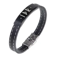 Кожаный славянский браслет с формулой Материальное благополучие BSKR2-438