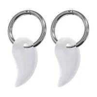 Серьги Конго с синтетическим камнем Кошачий глаз, цвет белый SEC05-01