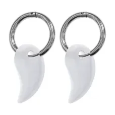 Серьги Конго с синтетическим камнем Кошачий глаз, цвет белый SEC05-01