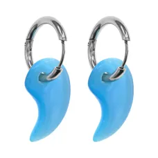 Серьги Конго с синтетическим камнем Кошачий глаз, цвет голубой SEC05-02