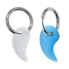 Серьги Конго с синтетическим камнем Кошачий глаз, белый, голубой SEC05-03