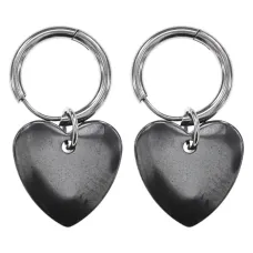 Серьги Конго с синтетическим камнем Гематит, сердце SEC06-02