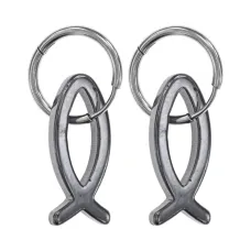 Серьги Конго с синтетическим камнем Гематит, Ихтис SEC06-06