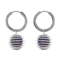 Серьги Конго с нат.камнем Аметист SEC-08-01