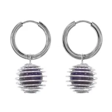 Серьги Конго с нат.камнем Аметист SEC-08-01